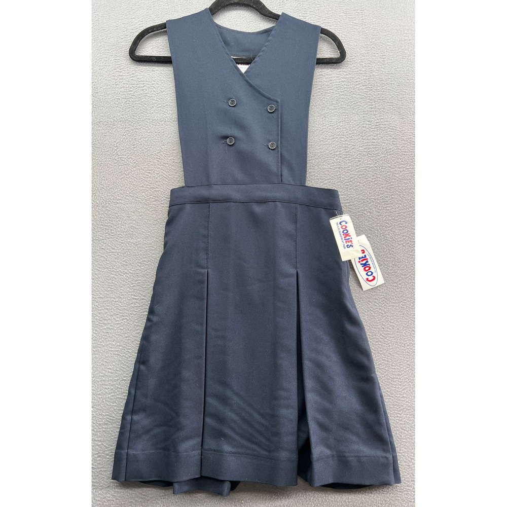 Cookies Jumper Dress Kids Sz 12 Navy Blue Button Front Pleated School Uniform